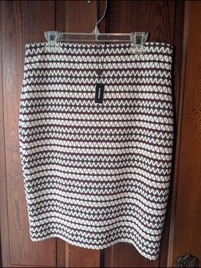 Express New  Brown and White Geometric Knit Pencil Skirt Small